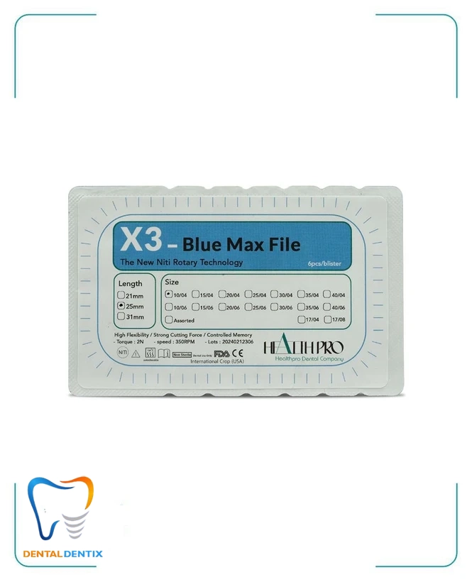 فایل روتاری 25 میل چهار درصد X-3 Blue  HealthPro